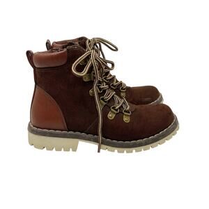 Day Five Girls 3 M Brown Koda Combat Faux Suede Boots Ankle Kids Zip Casual